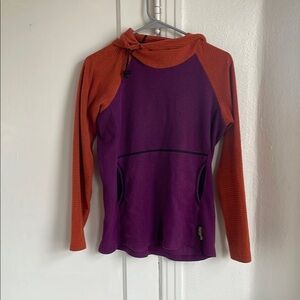 Melanzana Purple and Orange Crew Neck Long Sleeve Sweatshirt